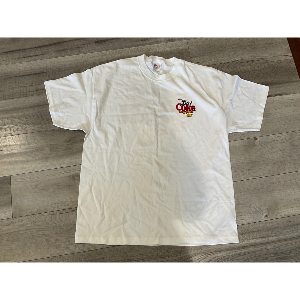 Hanes Diet Coke with Lemon Vintage Graphic T-Shirt White Large Soda Promo Tee